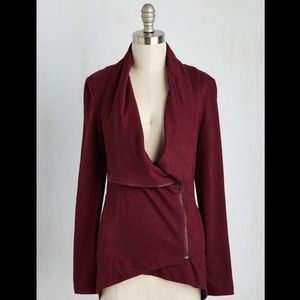Modcloth Airport Greeting Cardigan Wine - L EUC